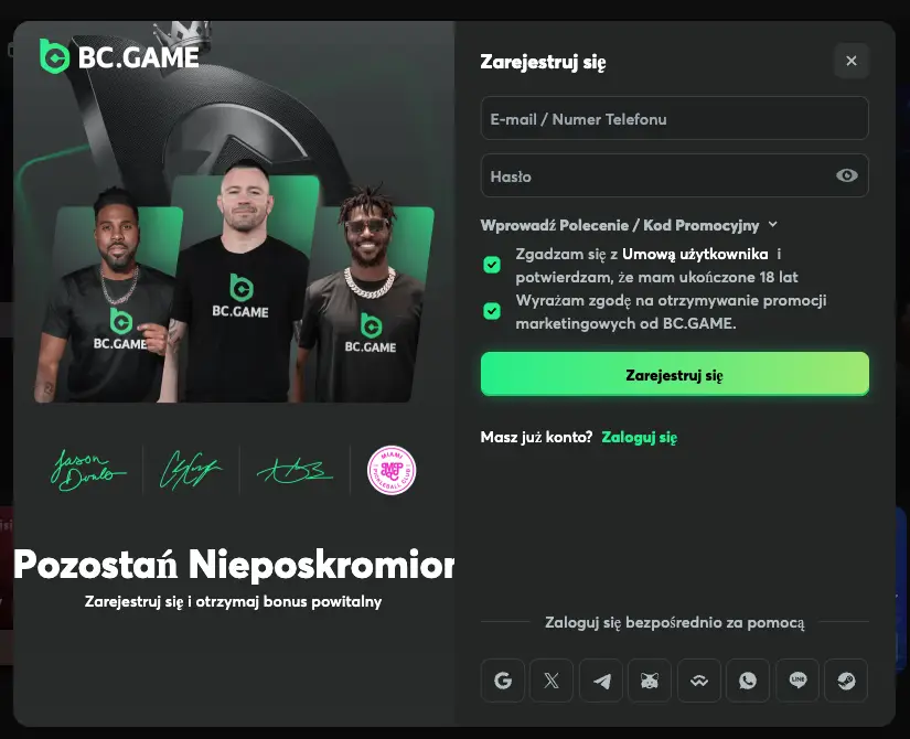 Rejestracja w BC Game